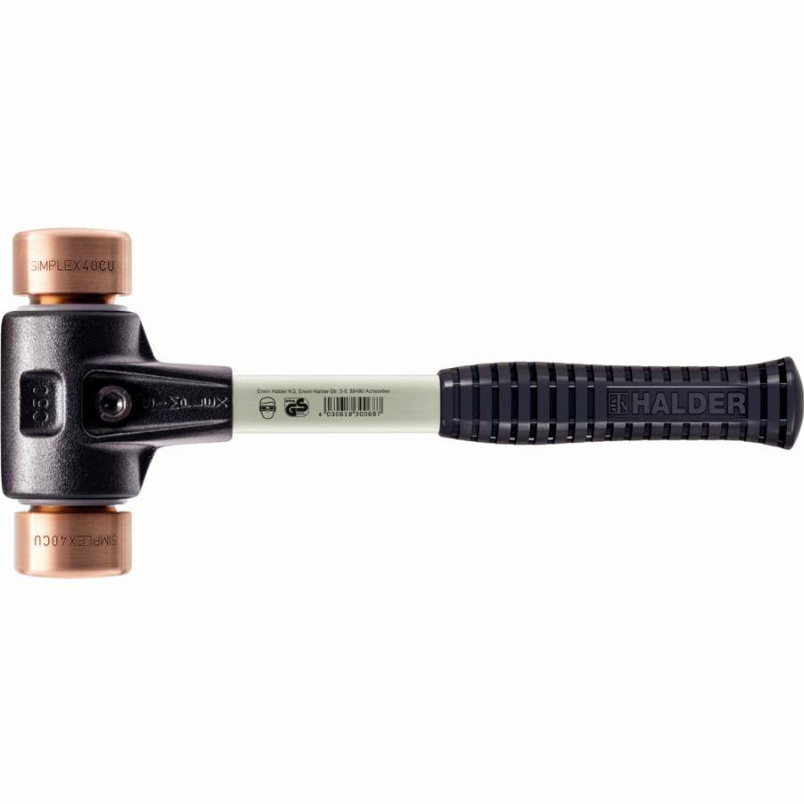 Maillet HALDER SIMPLEX Cuivre avec boîtier en fonte malléable renforcée et manche en fibre de verre - D=30 mm - 3704.030