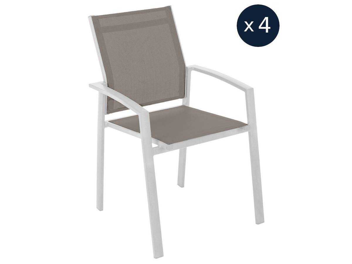 Hesperide - Lot de 4 fauteuils de jardin Axiome Noisette et Blanc - Hespéride - Image 1