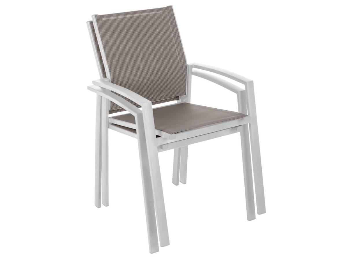 Hesperide - Lot de 4 fauteuils de jardin Axiome Noisette et Blanc - Hespéride - Image 3