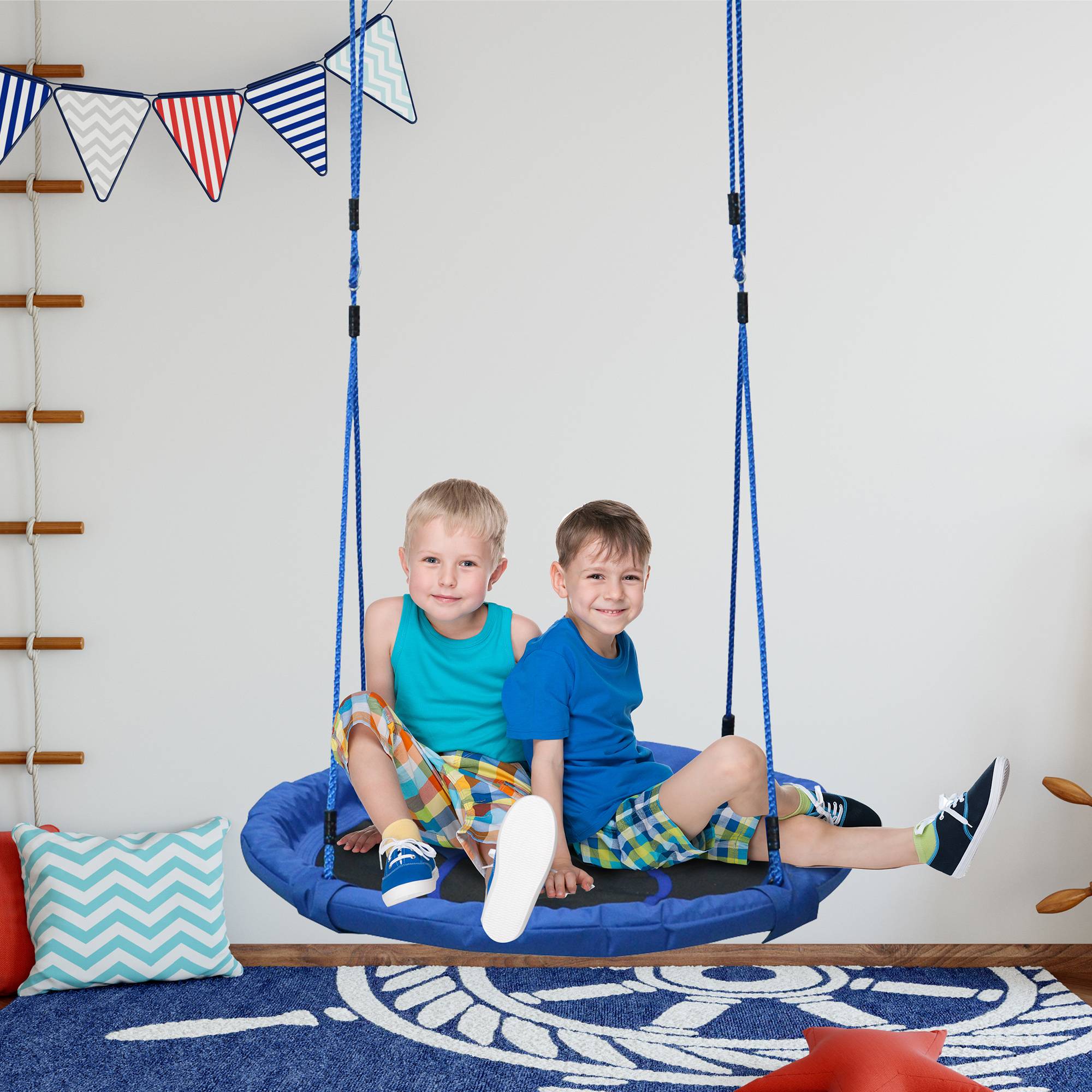 Balançoire nid pour enfants, balançoire ronde pour arbres, dès 3 ans, charge maximale 100 kg, utilisation intérieure et extérieure, Ø 100 x 180 cm - Image 9