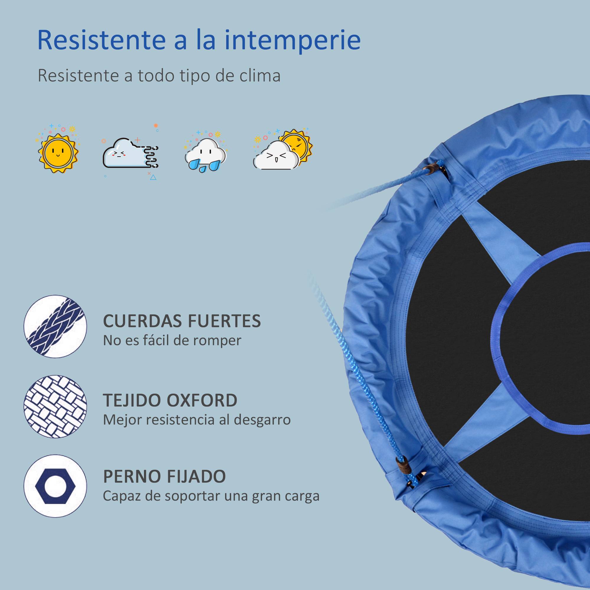 Balançoire nid pour enfants, balançoire ronde pour arbres, dès 3 ans, charge maximale 100 kg, utilisation intérieure et extérieure, Ø 100 x 180 cm - Image 6