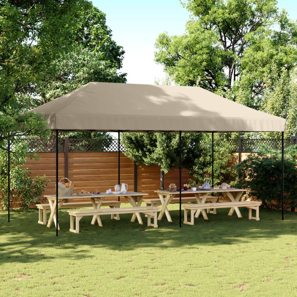 Tente de réception pliable escamotable taupe 580 x 292 x 315 cm - PANGIVO - Image 1