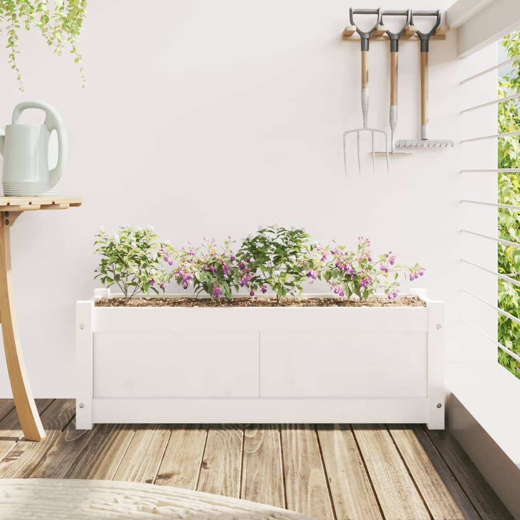 Maison Chic - Jardinière | Pot de fleurs | Cache-pot | Bac à fleurs blanc 90x31x31 cm bois massif de pin - Image 3
