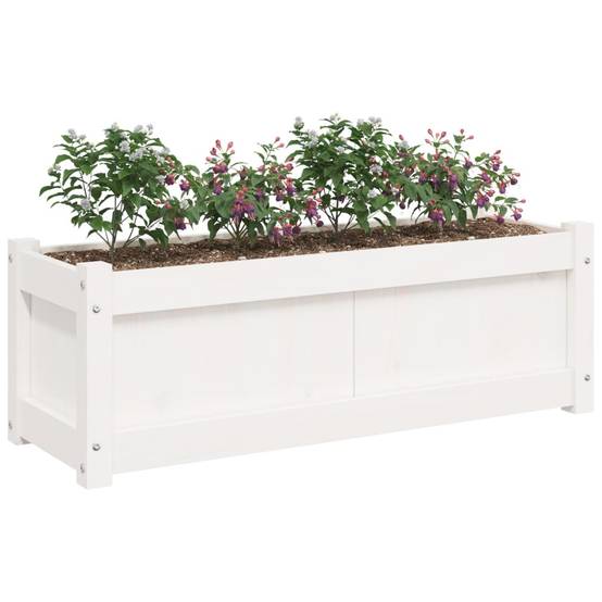 Maison Chic - Jardinière | Pot de fleurs | Cache-pot | Bac à fleurs blanc 90x31x31 cm bois massif de pin - Image 4