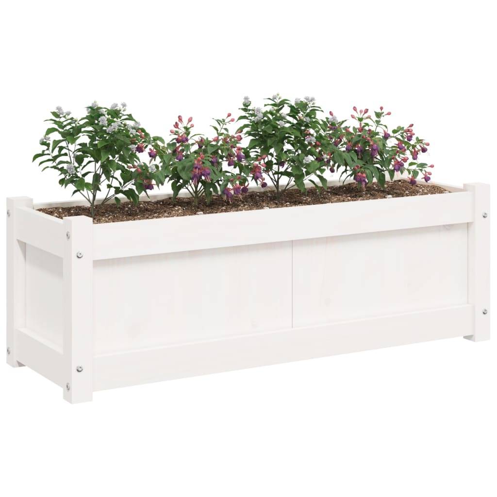 Maison Chic - Jardinière | Pot de fleurs | Cache-pot | Bac à fleurs blanc 90x31x31 cm bois massif de pin - Image 4