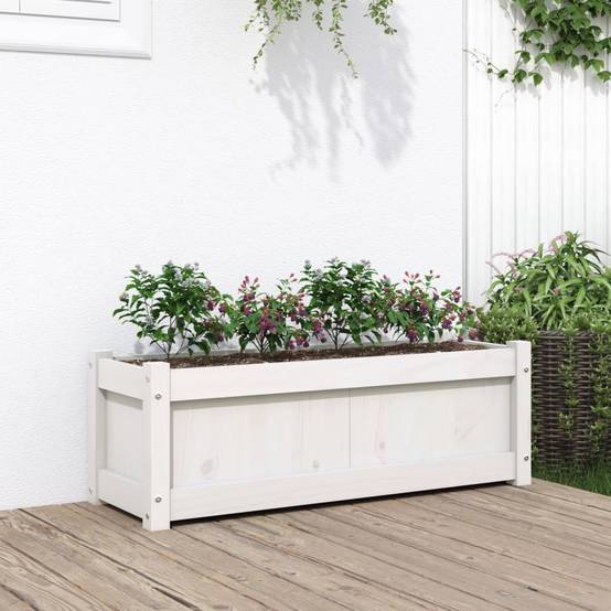 Maison Chic - Jardinière | Pot de fleurs | Cache-pot | Bac à fleurs blanc 90x31x31 cm bois massif de pin - Image 2