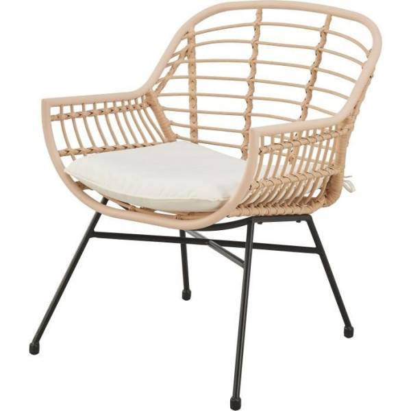 MARKET24 - Salon de jardin SUMATRA : table basse + 2 fauteuils - Résine tressée écrue - Image 2