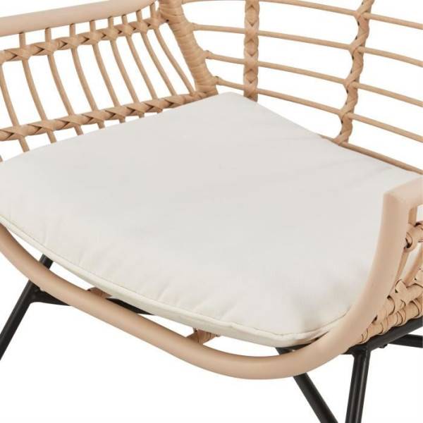 MARKET24 - Salon de jardin SUMATRA : table basse + 2 fauteuils - Résine tressée écrue - Image 4