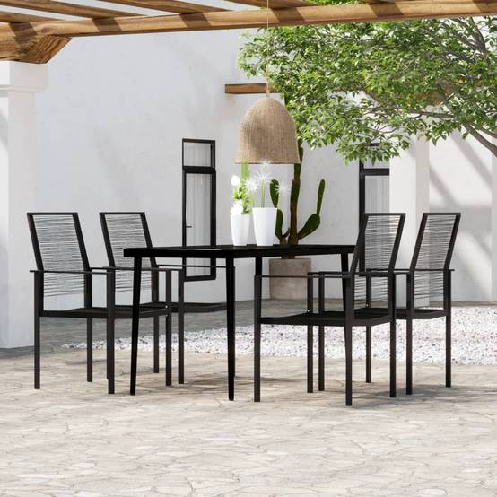 Ensemble Jardin 4P 140cm Rotin Creux PVC et Acier Noir – ComfortXL Outdoor Living - Image 1