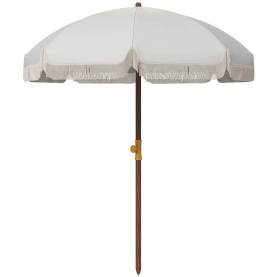 Parasol de plage d'extérieur rond parasol à frange protection UV - 190x190x210cm Gris clair fr295 - Image 2