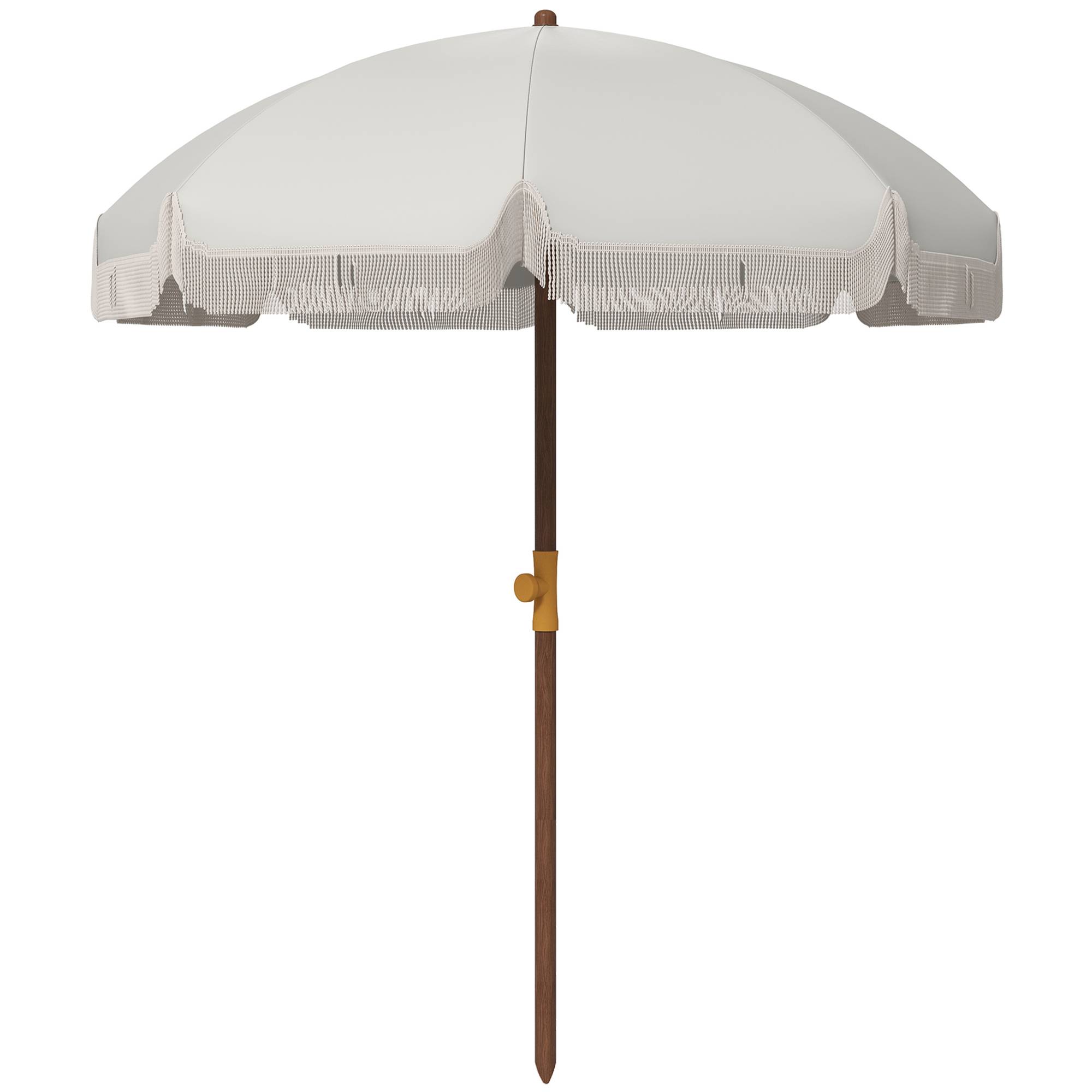 Parasol de plage d'extérieur rond parasol à frange protection UV - 190x190x210cm Gris clair fr295 - Image 2
