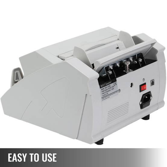 VEVOR Compteuse de billets pro USD/EUR/GBP, détecteur UV/MG, >1000 pièces/min, portable, affichage. - Image 5
