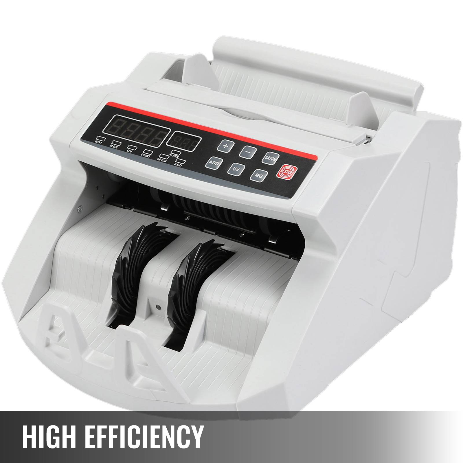 VEVOR Compteuse de billets pro USD/EUR/GBP, détecteur UV/MG, >1000 pièces/min, portable, affichage. - Image 3