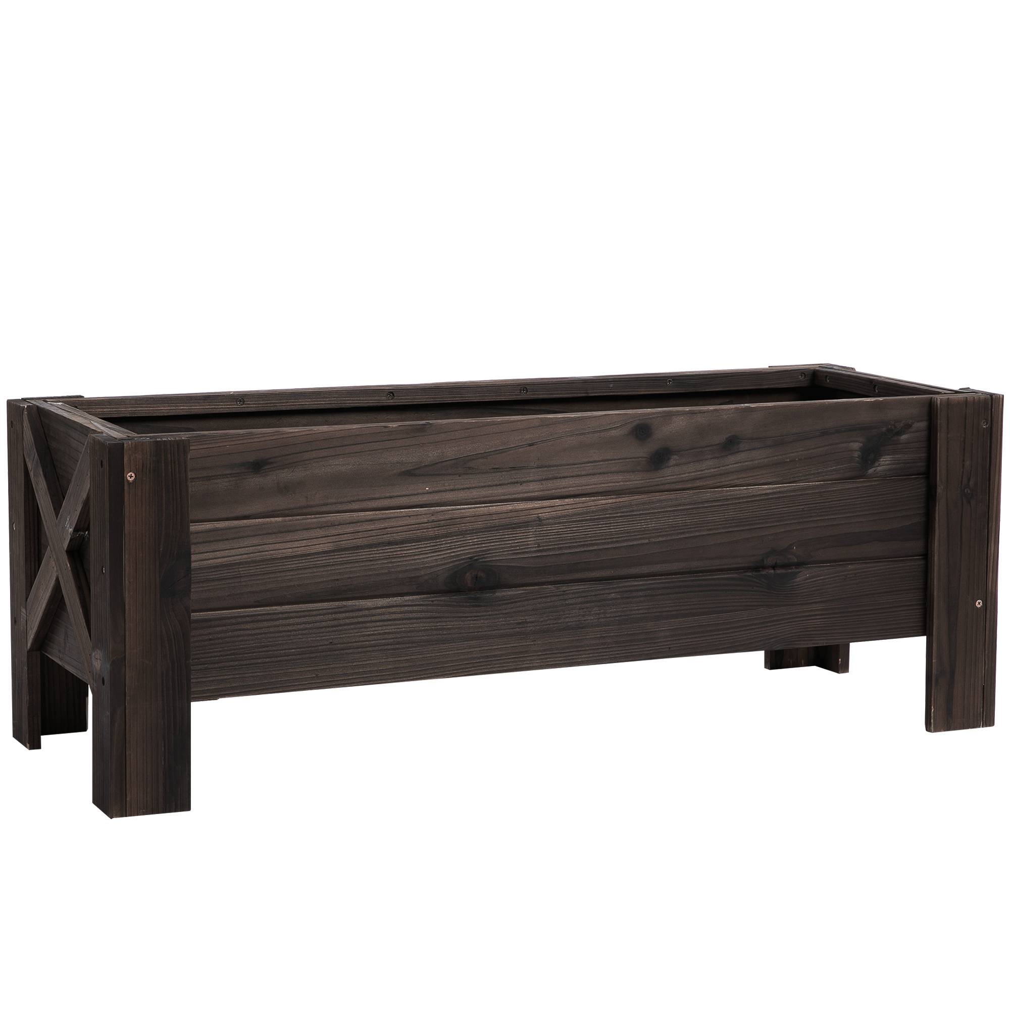 Jardinière sur Pieds Bois Sapin Traité pour Jardin Balcon Bac à Fleurs 100x36 cm Marron - ComfortXL Outdoor Living - Image 1