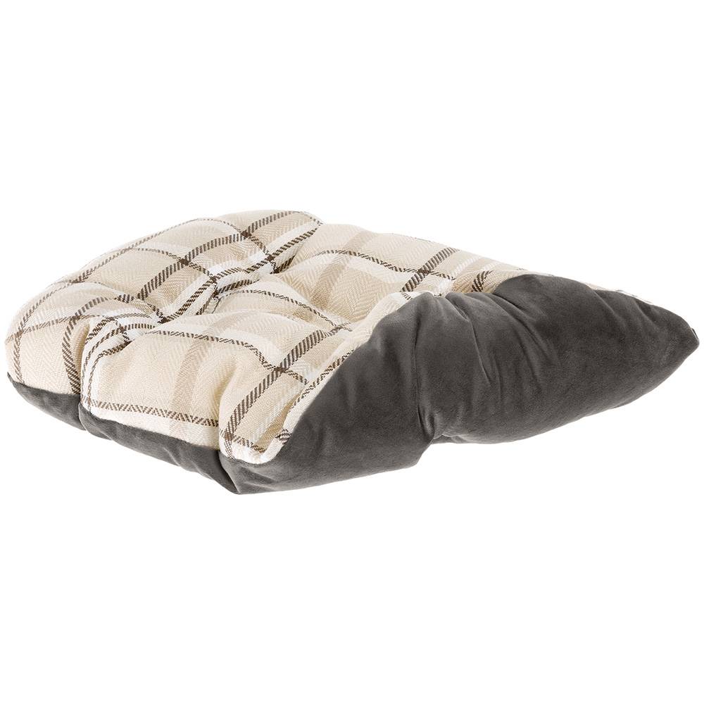 Ferplast - Ferplast couchage rembourré pour chats et chiens CHARLES 60, divan avec coussin, sofa pour animaux, écossais, velours doux, lavable, 56x42x20, marron - Image 3