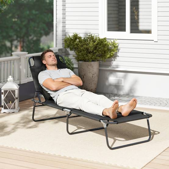 Chaise longue pliante avec ouverture pour le visage et coussins, en acier et tissu Oxford - Image 10