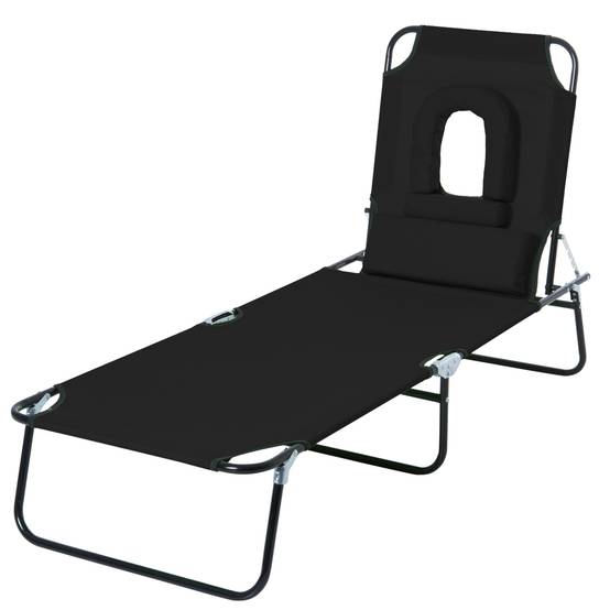 Chaise longue pliante avec ouverture pour le visage et coussins, en acier et tissu Oxford - Image 2