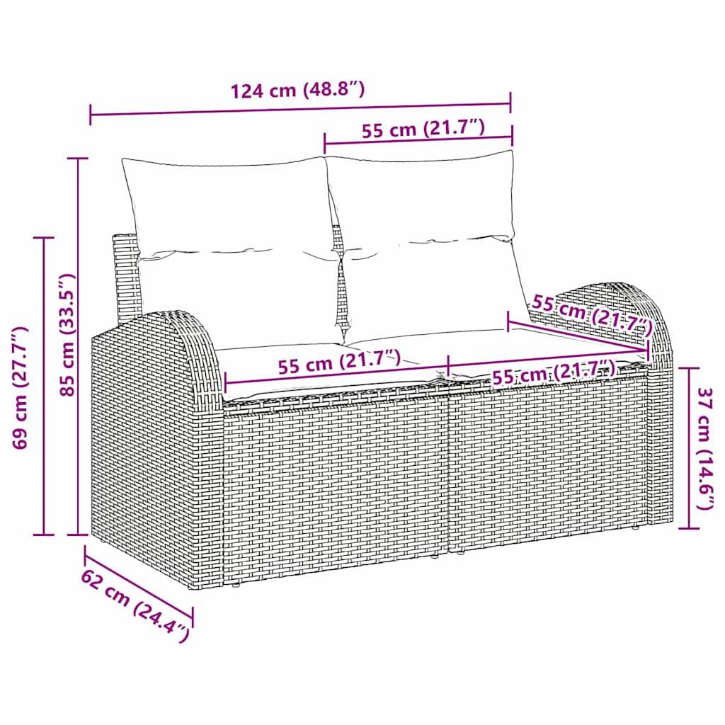 Vidaxl - Canapé de jardin avec coussin Marron 124 x 62 x 69cm polyrotin vidaXL 42006733 - Image 3