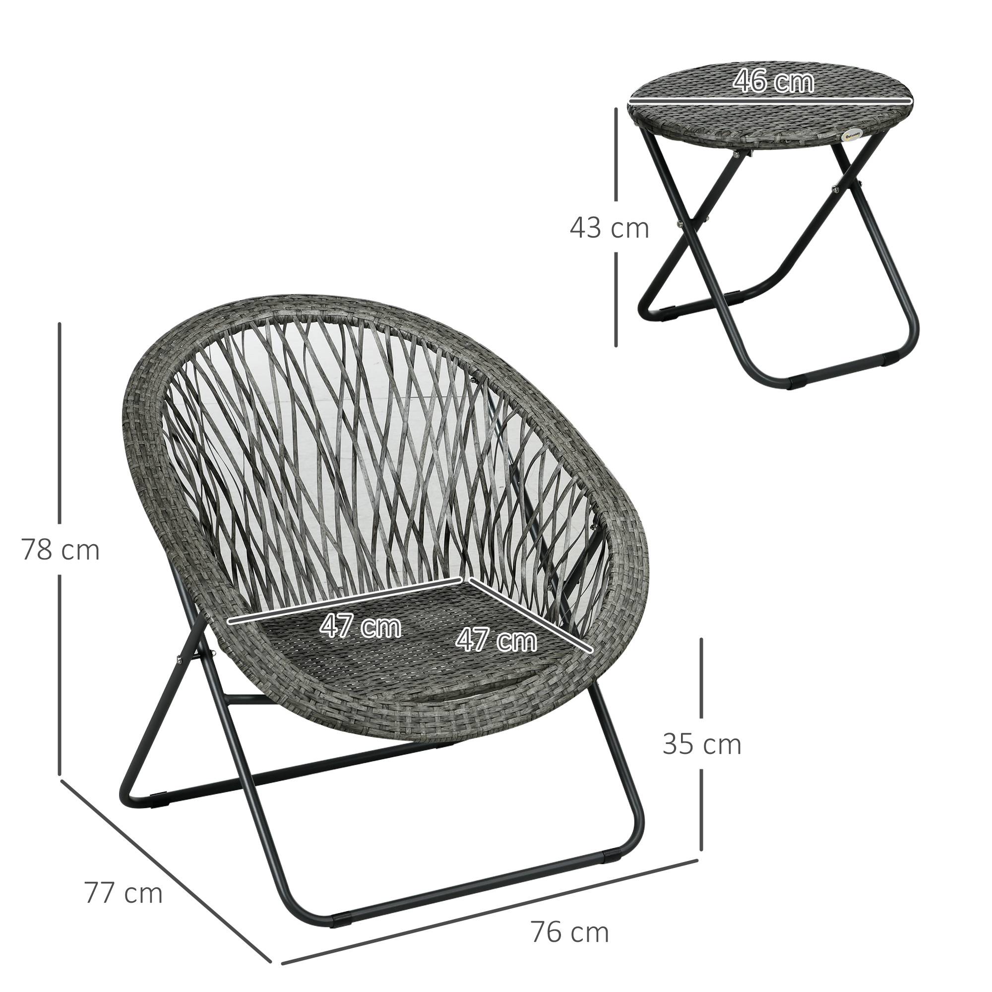 Outsunny - Ensemble table et chaises de jardin extérieur en résine pour 2 personnes, 1 table + 2 chaises pliables structure acier gris - Outsunny - Image 3