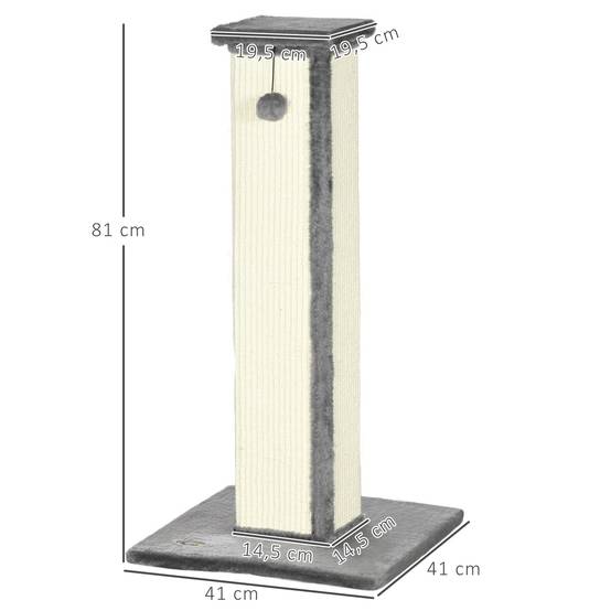Poteau Griffoir pour Chat Haut 81 cm avec Poteau en Sisal et Balle Suspendue Gris - ComfortXL Outdoor Living - Image 5