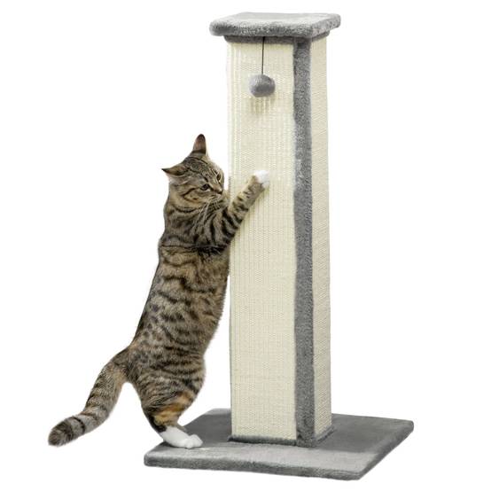 Poteau Griffoir pour Chat Haut 81 cm avec Poteau en Sisal et Balle Suspendue Gris - ComfortXL Outdoor Living - Image 1