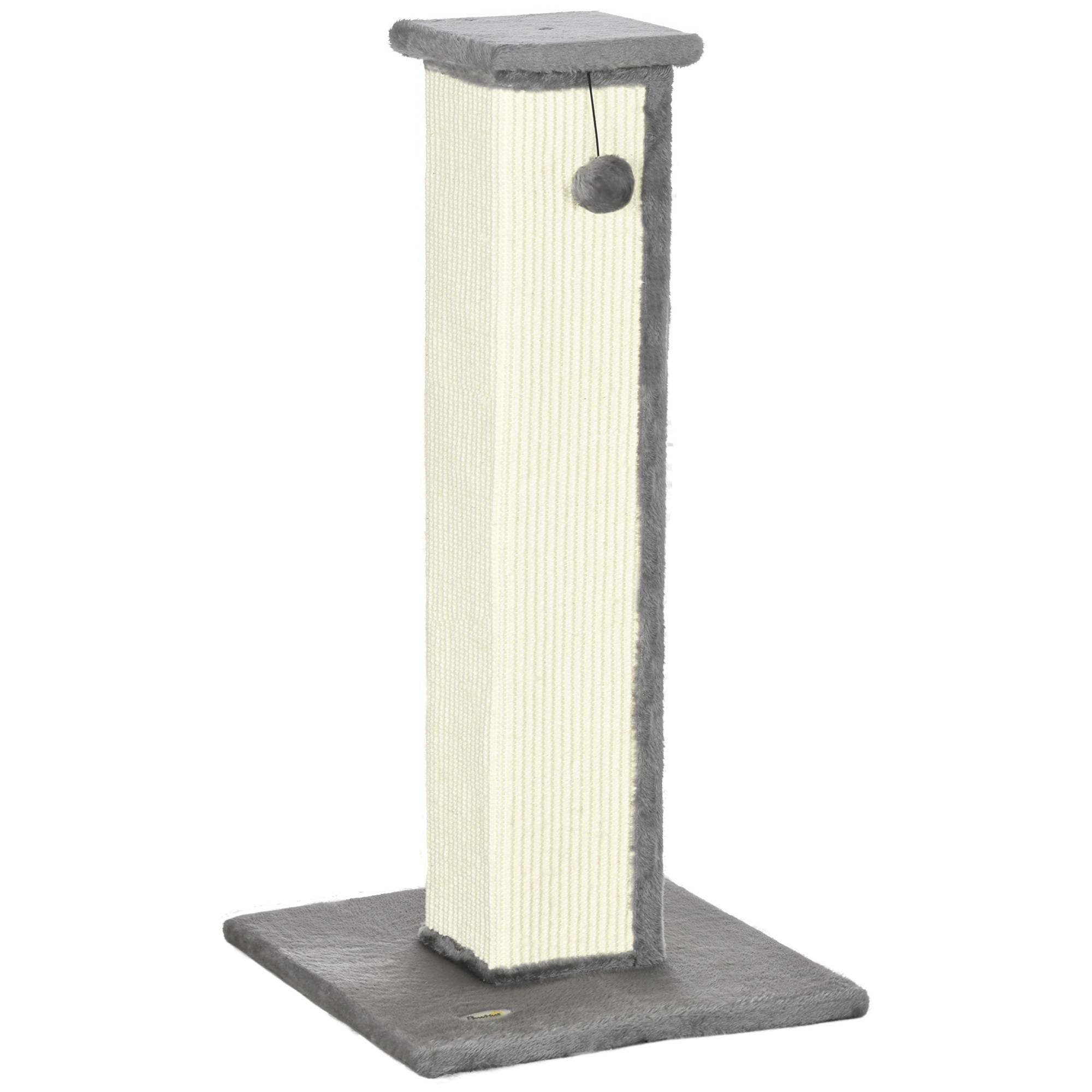Poteau Griffoir pour Chat Haut 81 cm avec Poteau en Sisal et Balle Suspendue Gris - ComfortXL Outdoor Living - Image 2