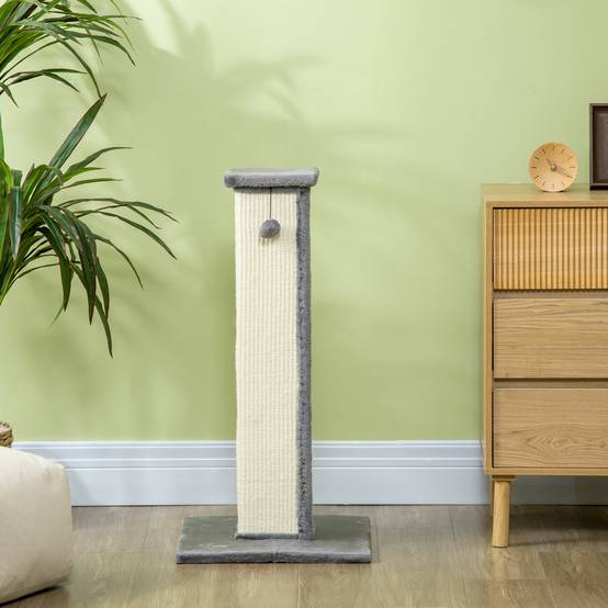 Poteau Griffoir pour Chat Haut 81 cm avec Poteau en Sisal et Balle Suspendue Gris - ComfortXL Outdoor Living - Image 10