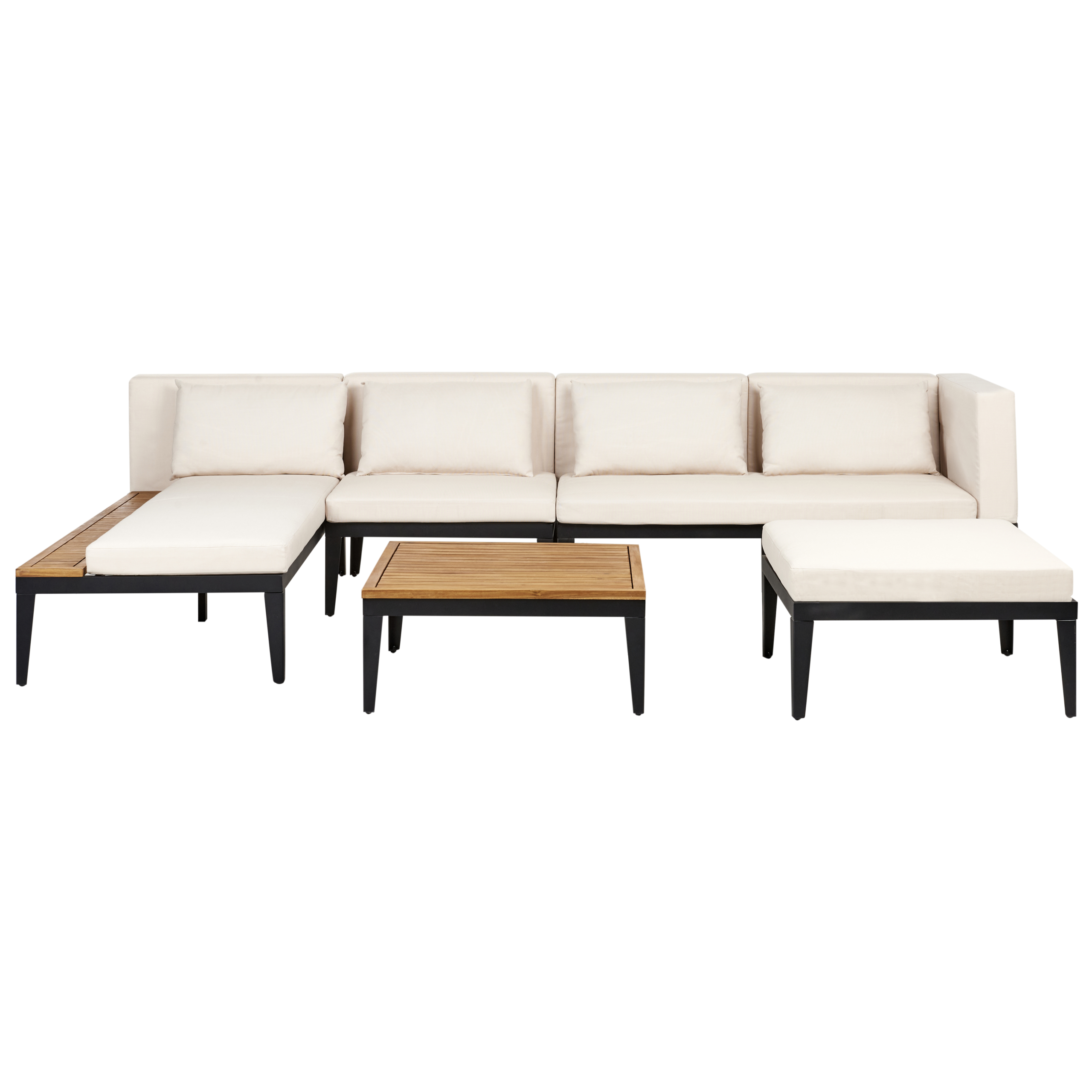 Canapé d'angle en bois avec table basse