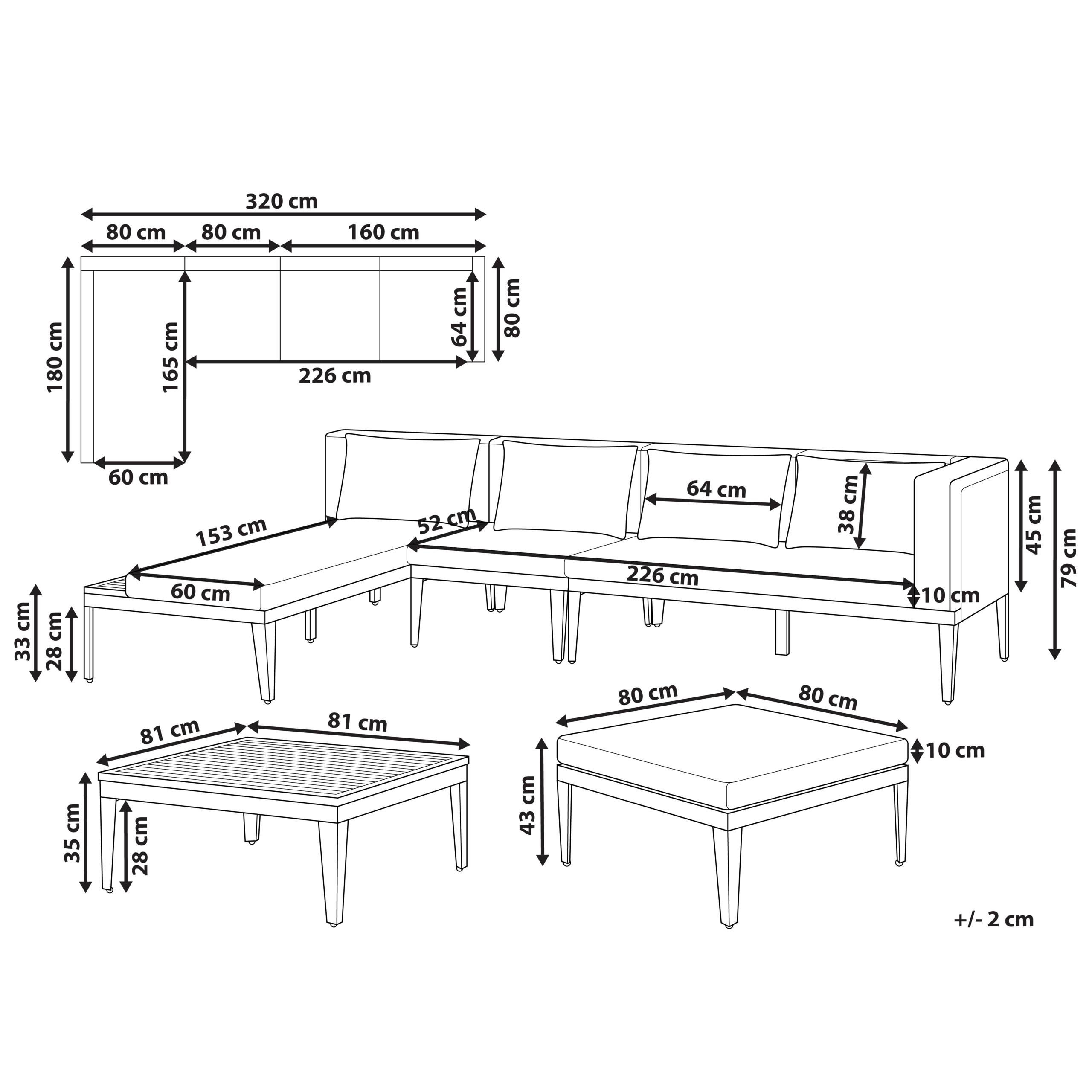 Canapé d'angle en bois avec table basse - Image 2