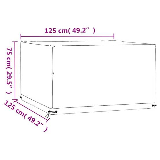 Housse de Protection Carrée PE pour Table de Jardin 4 Chaises Imperméable Noir 125x125x75 cm – ComfortXL Outdoor Living - Image 9