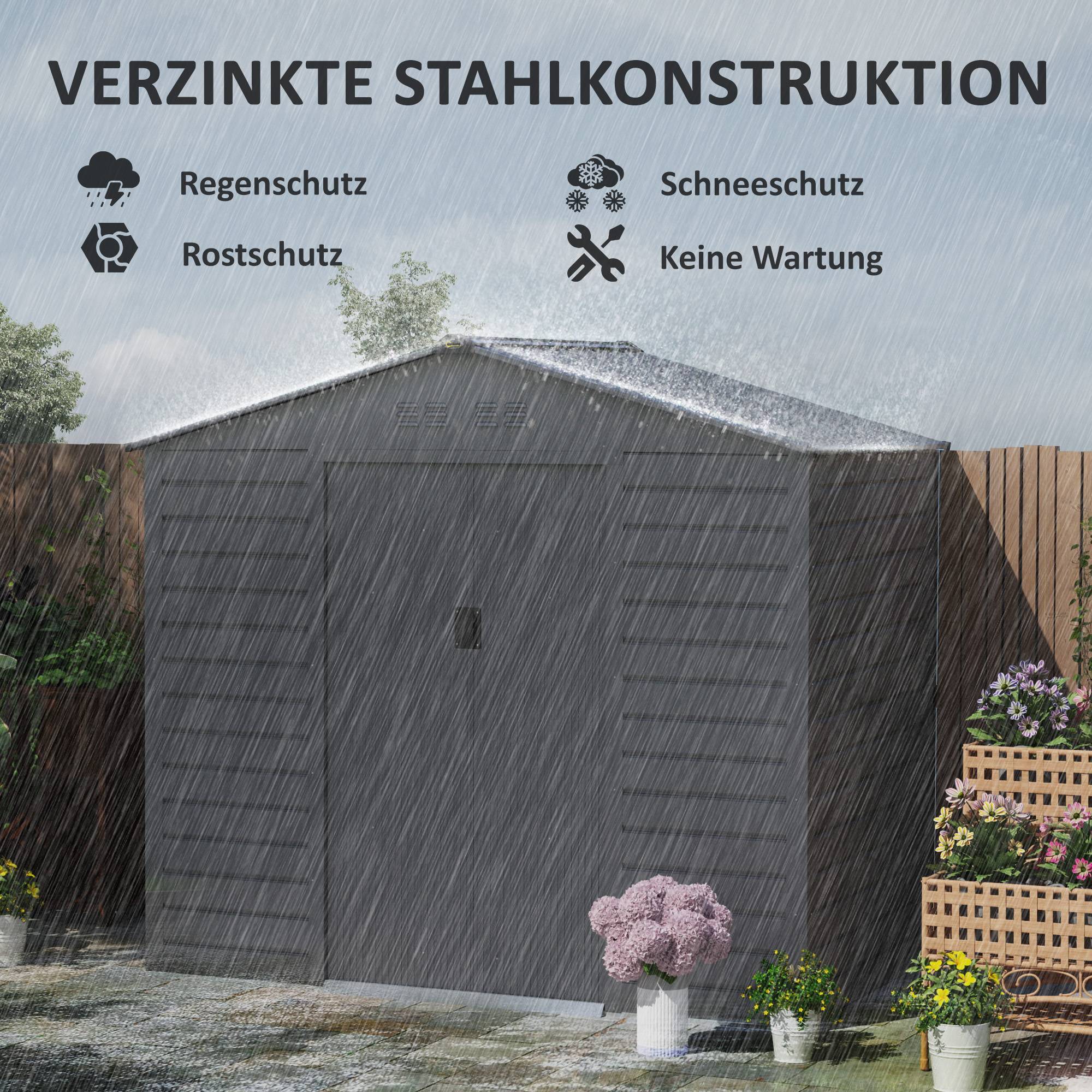 ComfortXL - Abri de jardin acier galvanisé gris 213 x 131 x 192 cm porte coulissante verrouillable - ComfortXL Outdoor Living - Image 4