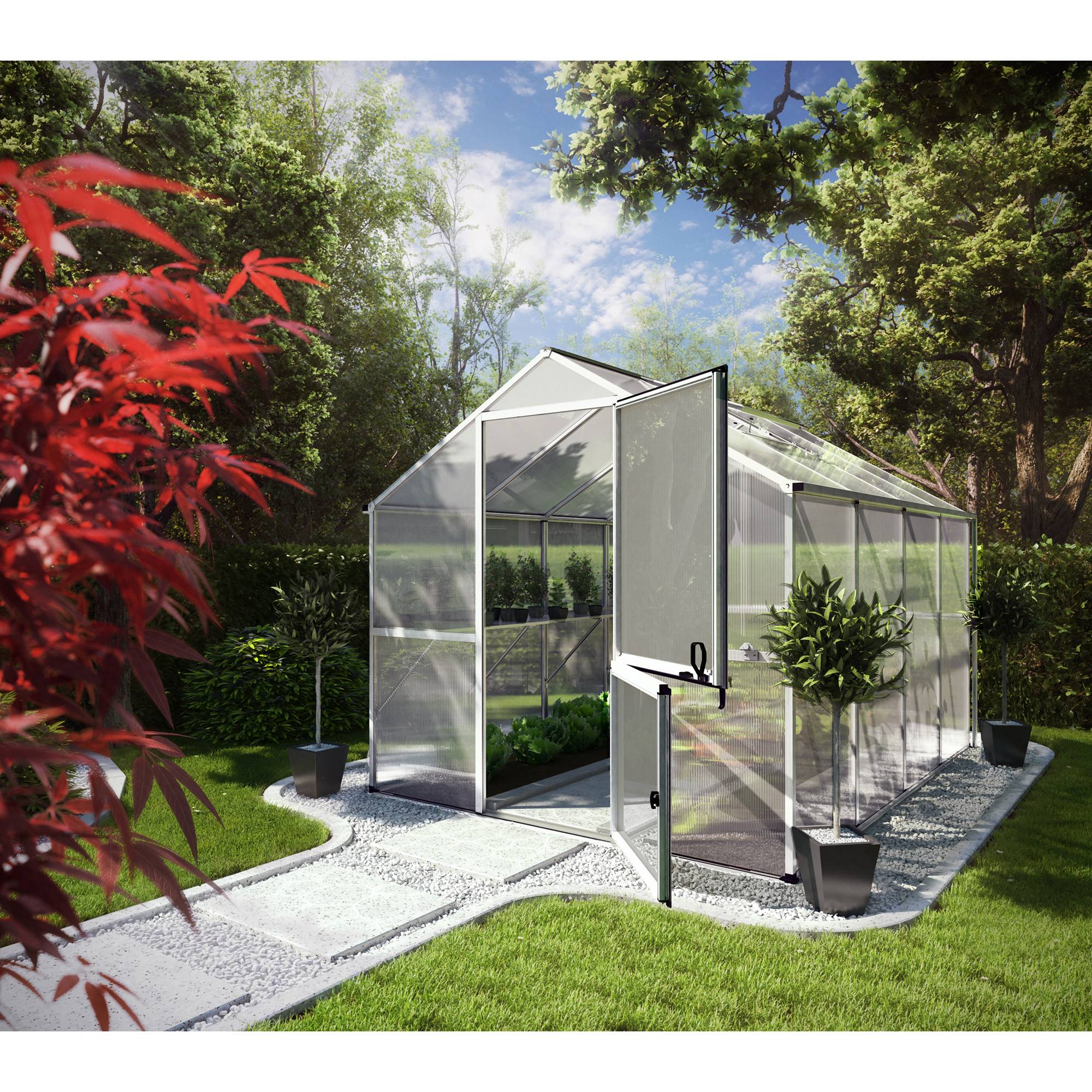 Serre de jardin 6,81m² aluminium et polycarbonate Callas IV,aluminium brut. KGT - Image 1