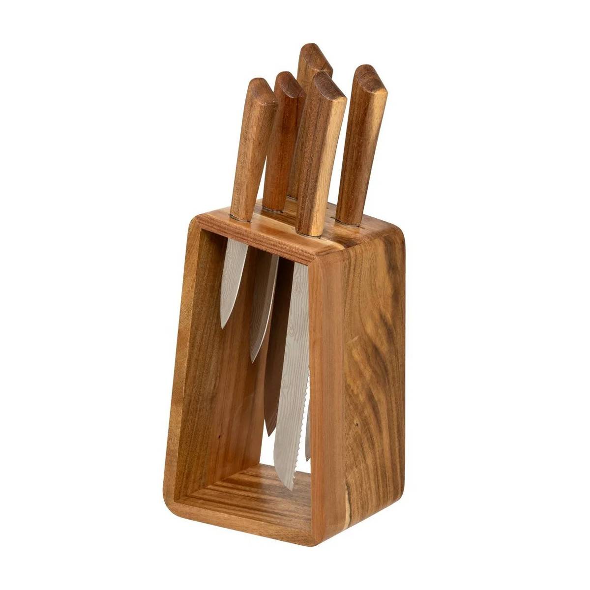 Bloc 5 Couteaux en Bois "Acacia" 36cm Marron - Image 1