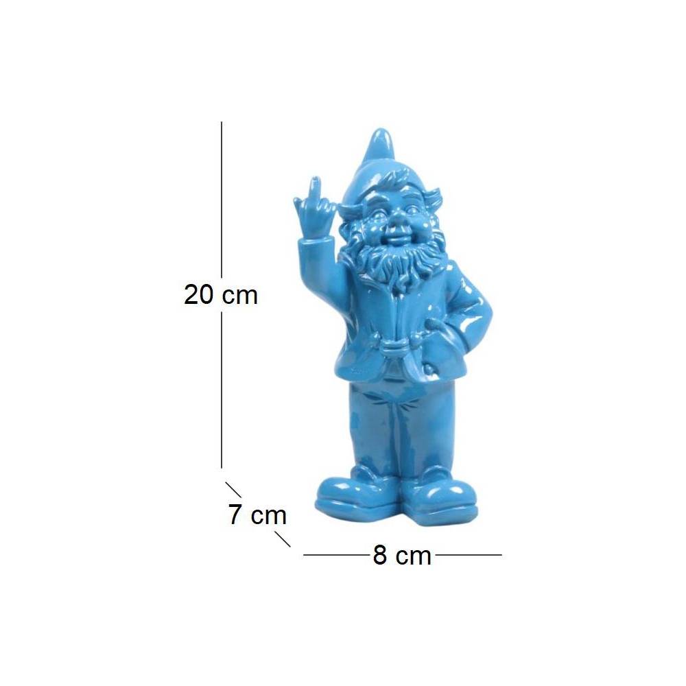 Stoobz - Nain de jardin en résine doigt d'honneur 7 x 8 x 20 cm Bleu - Image 3