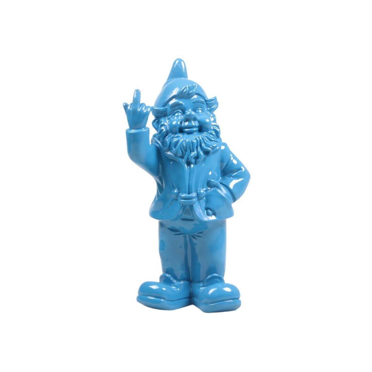 Stoobz - Nain de jardin en résine doigt d'honneur 7 x 8 x 20 cm Bleu