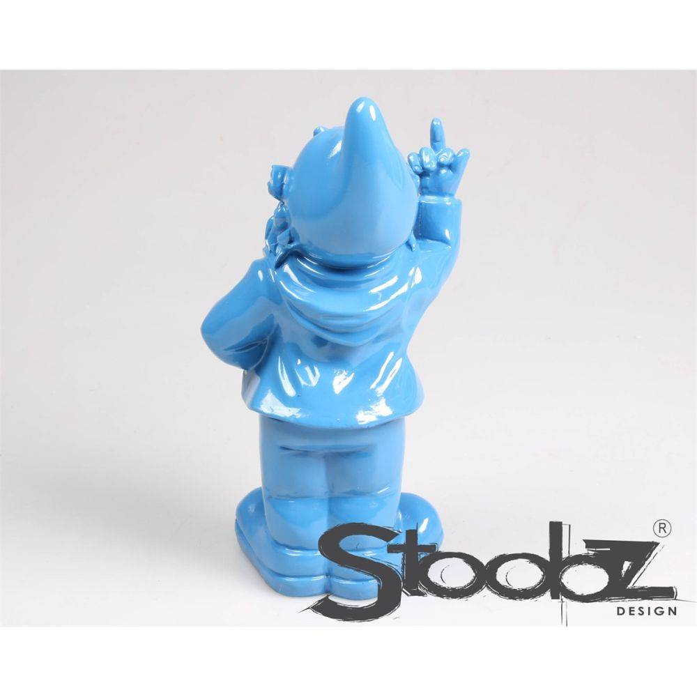 Stoobz - Nain de jardin en résine doigt d'honneur 7 x 8 x 20 cm Bleu - Image 4