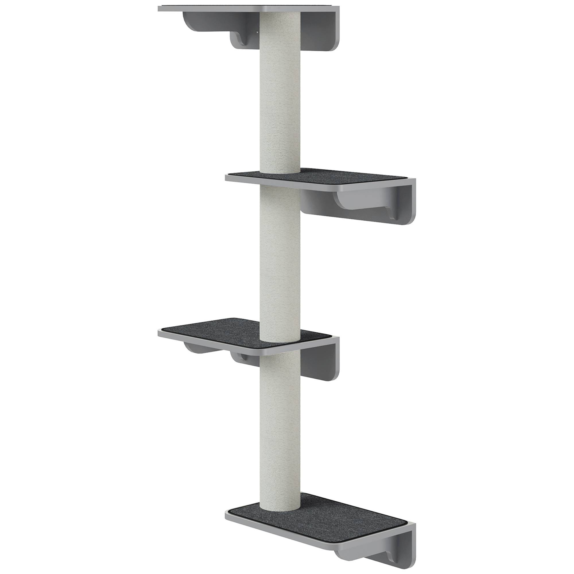 Sans Marque - Arbre à chat mural 137 cm, 4 niveaux, 4 plateformes, 3 poteaux griffer, chats moins de 5 kg, grimper, jouer - Image 2