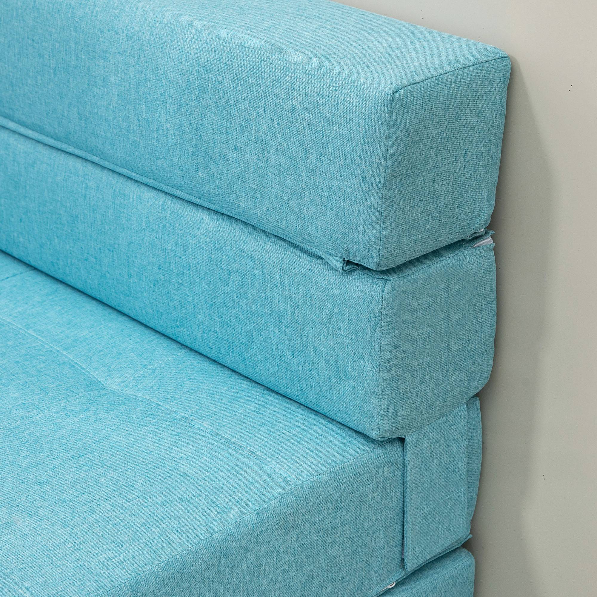 Fauteuil convertible, inclinable, lit d'appoint. Housse amovible, 70 cm x 70 cm x 61 cm, bleu clair. - Image 10