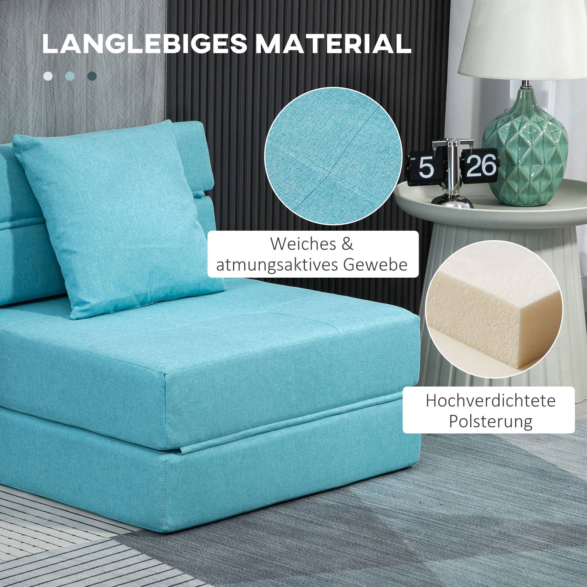 Fauteuil convertible, inclinable, lit d'appoint. Housse amovible, 70 cm x 70 cm x 61 cm, bleu clair. - Image 7