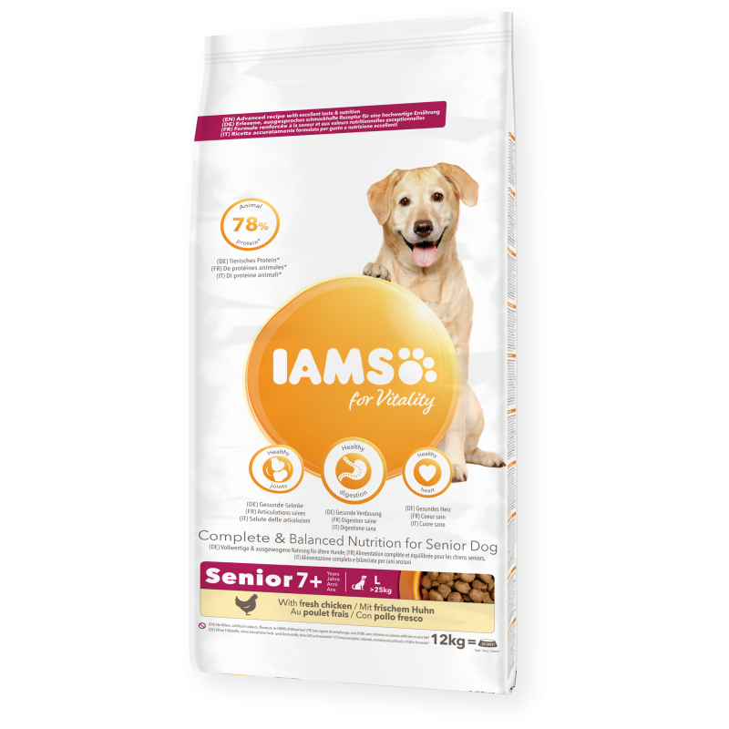 Croquettes chien senior Large Poulet - IAMS for Vitality 12 kg - Image 1