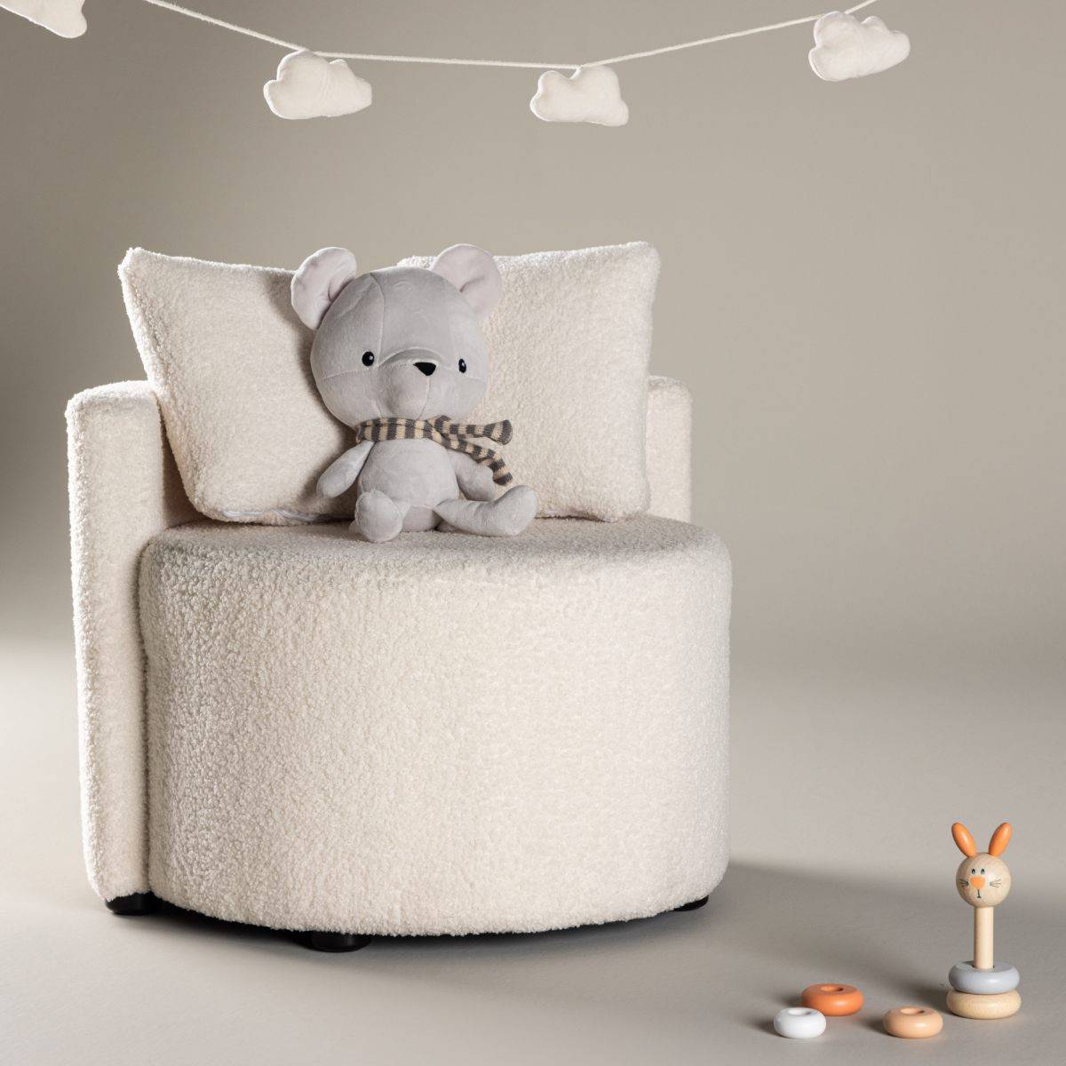 Fauteuil Enfant en Bouclette "Kelso" 59cm Blanc - Image 10
