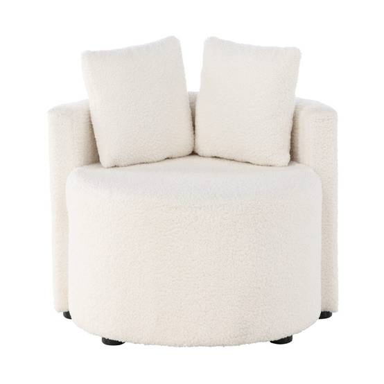 Fauteuil Enfant en Bouclette "Kelso" 59cm Blanc - Image 1