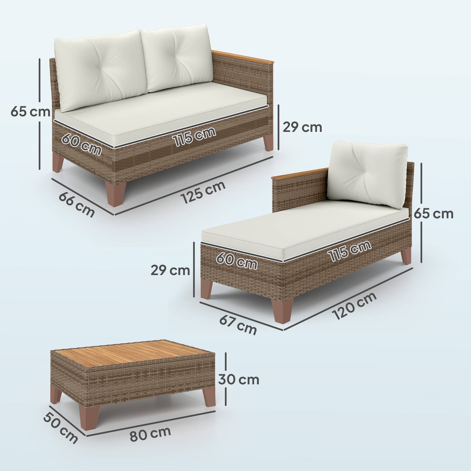 ComfortXL - Salon de jardin d'angle méridienne résine tressée patio détente crème - ComfortXL Outdoor Living - Image 5