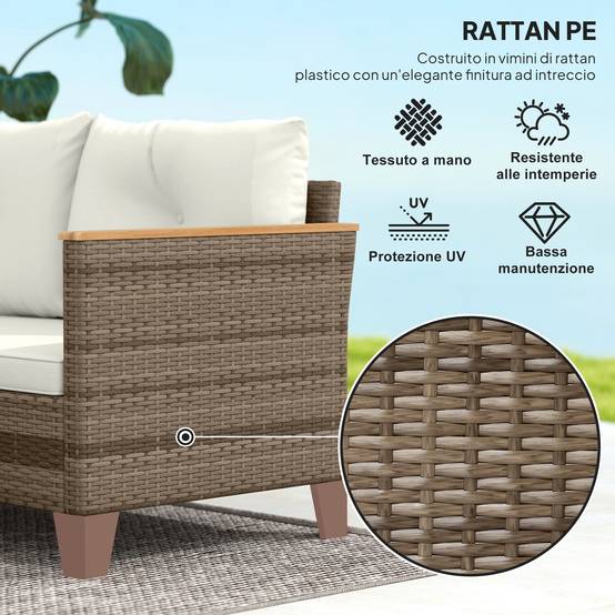 ComfortXL - Salon de jardin d'angle méridienne résine tressée patio détente crème - ComfortXL Outdoor Living - Image 8