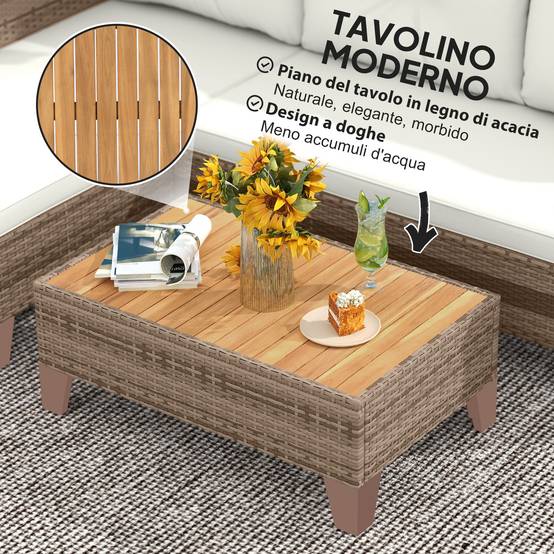 ComfortXL - Salon de jardin d'angle méridienne résine tressée patio détente crème - ComfortXL Outdoor Living - Image 9