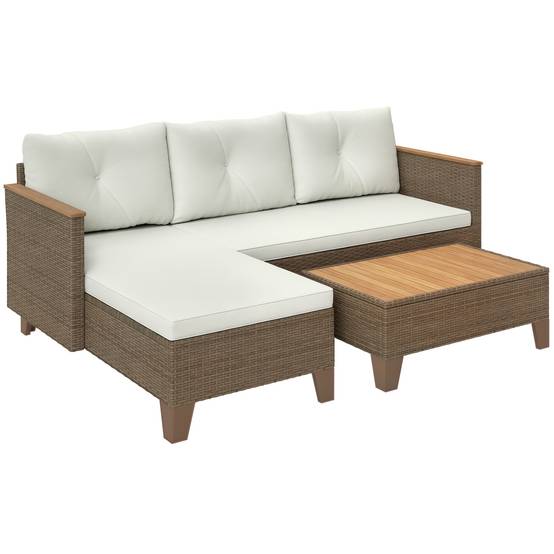 ComfortXL - Salon de jardin d'angle méridienne résine tressée patio détente crème - ComfortXL Outdoor Living - Image 1