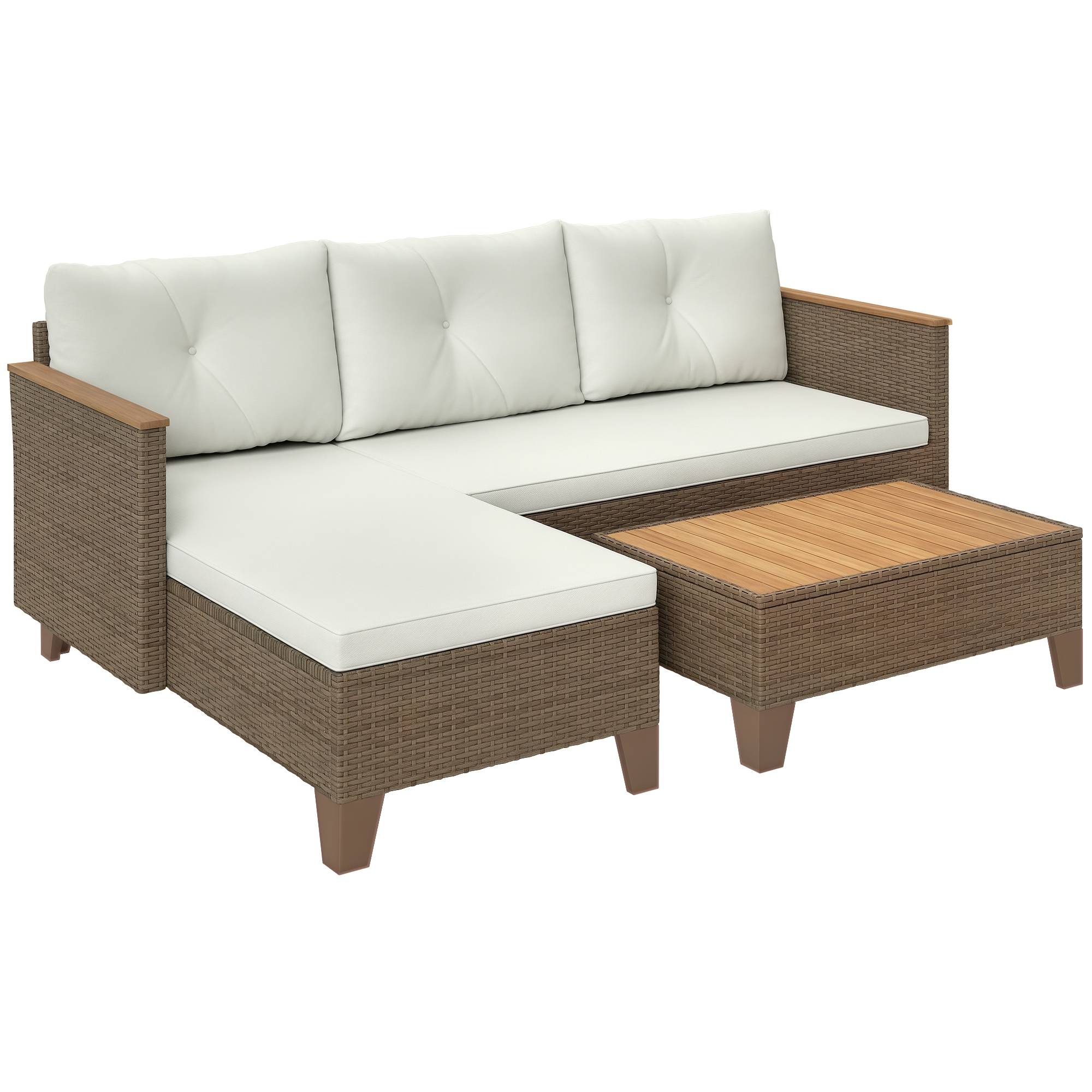 ComfortXL - Salon de jardin d'angle méridienne résine tressée patio détente crème - ComfortXL Outdoor Living