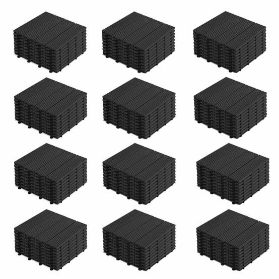 Oviala - Lot de 96 dalles clipsables en bois composite gris Batam - Oviala - Image 1