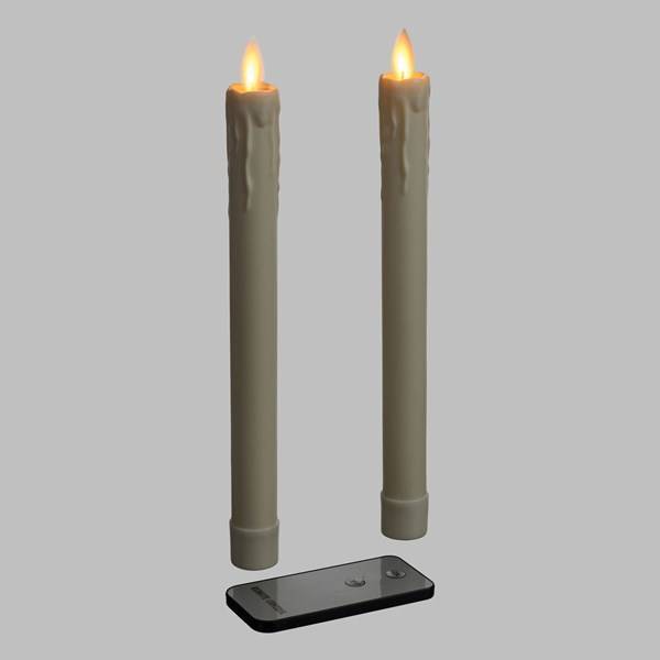 Lotti - Jeu de 2 chandelles lumineuses led en cire ivoire avec gouttes flamme 3D H23cm blanc chaud télécommande Lotti - Image 4