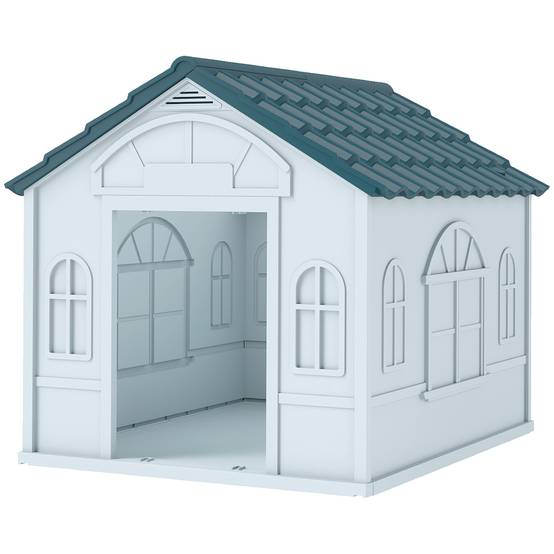 Niche extérieure plastique PP pour chien moyen toit double pente 65x75x63cm blanc - ComfortXL Outdoor Living - Image 2